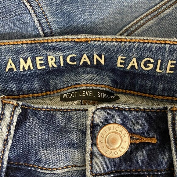 American Eagle Jeans Womens Jegging Next Level Stretch Whiskered Destroyed 6 Reg - Picture 9 of 10